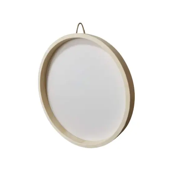 12" Round White Plaque with Natural Frame by Make Market&reg; {3}