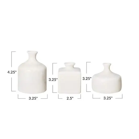 Hello Honey&reg; Cream Stoneware Vase with Reactive Glaze Set {4}