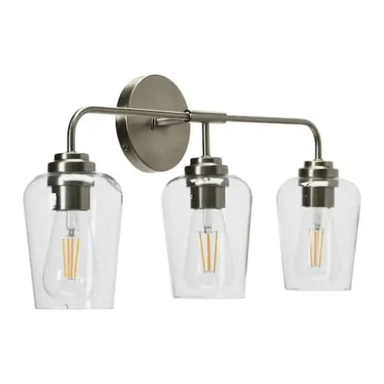 Hello Honey&reg; Robert Stevenson Lighting Holden Metal & Glass 3-Light Vanity Antique Nickel {7}