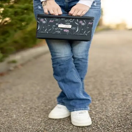 Everything Mary Pink & Gray Floral Collapsible Sewing Kit Organizer Box {10}
