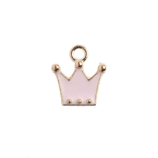 John Bead Sweet & Petite Crown Charms, 10ct. Pink {1}
