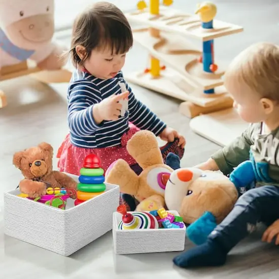 Sorbus 4-Piece Woven Rope Basket Set White {5}