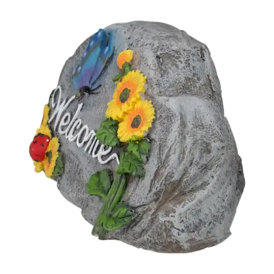 10.5" Gray Spring Butterfly & Sunflower Welcome Outdoor Garden Stone {5}