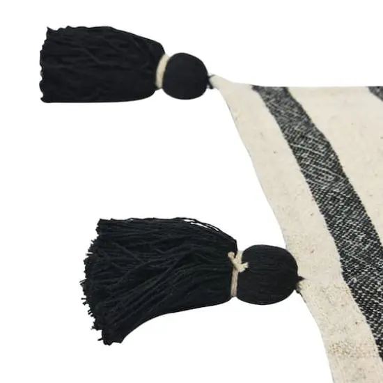 Hello Honey® Striped Cotton Throw Blanket with Tassels Black {5}