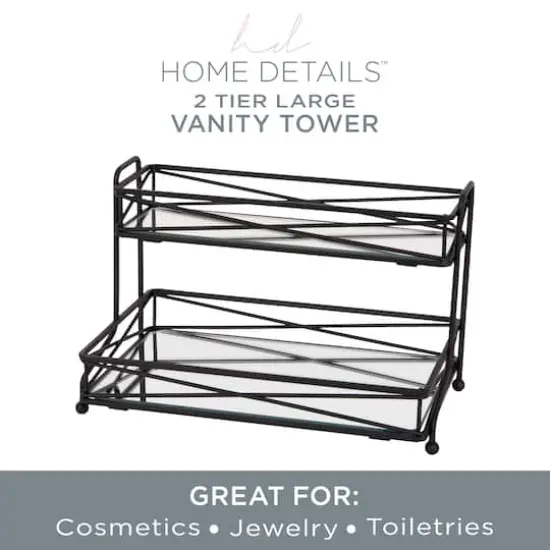 Home Details Matte Black 2-Tier Vanity Tower {6}