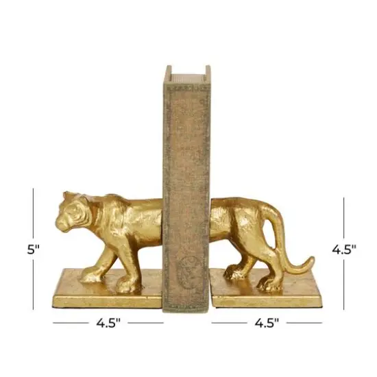 5" Gold Iron Cougar Glam Bookends {7}