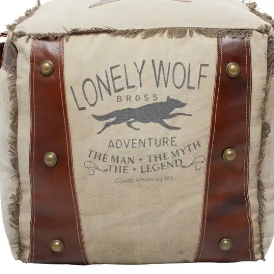 Brown Canvas Rustic Stool, 19" x 20" x 20" {10}