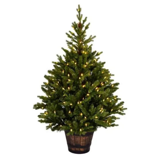 5ft. Pre-Lit Reeder Pine Artificial Christmas Tree In Barrel Planter, Clear Dura-Lit&reg; LED Lights {1}