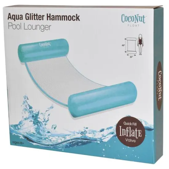 CocoNut Float 4ft. Aqua Glitter Hammock Pool Lounger {7}