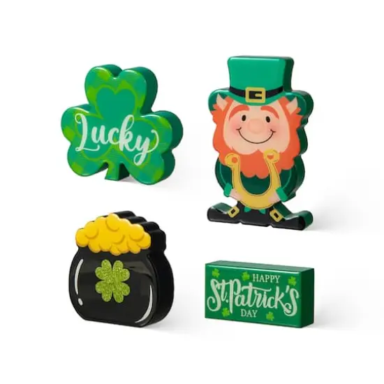 Glitzhome&reg; St. Patrick's Shamrock, Pot of Gold & Leprechaun Table D&eacute;cor Set {1}