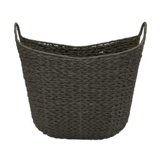 Household Essentials 17.5" Woven Paper Rope Basket with Handles Gray {6}