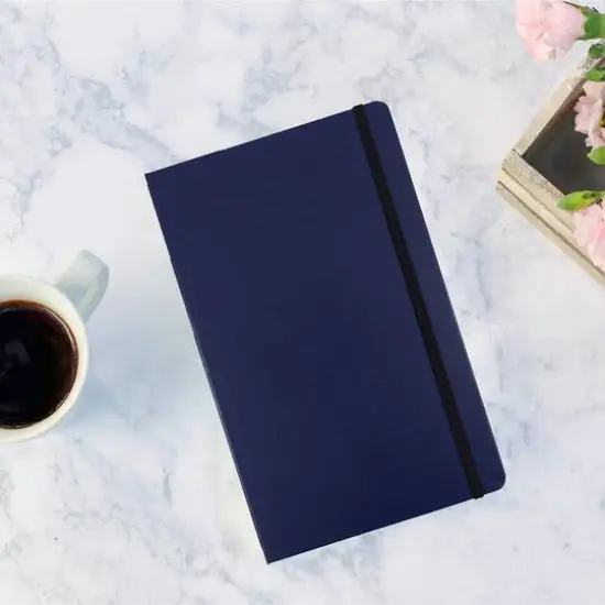 JAM Paper Large Hardcover Notebook with Elastic Band Blue {7}