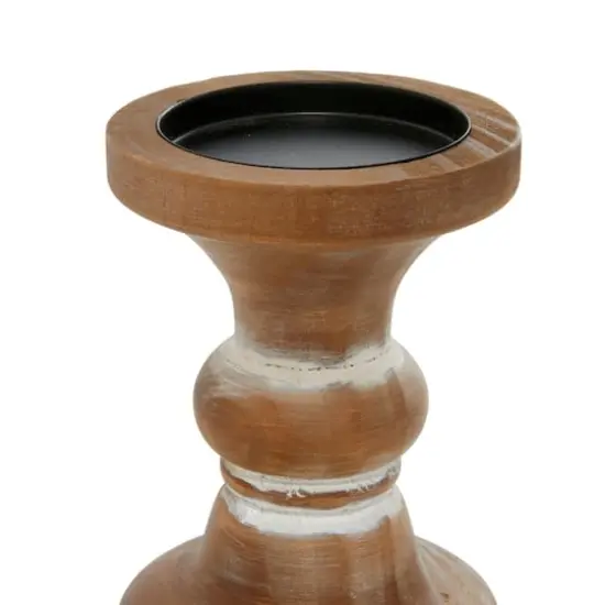 Brown Wood Farmhouse Candle Holder Set {5}