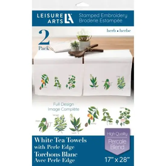 Leisure Arts&reg; Herb Tea Towel Stamped Embroidery Kit {1}