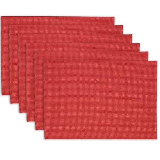 Pink Dobby Dots Placemat Set, 13" x 19", 6 Piece {1}