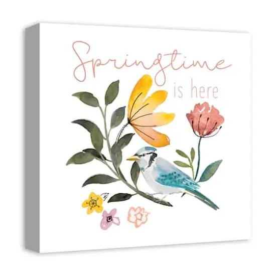 Blue Jay Springtime 16" x 16" Canvas Wall Art {3}