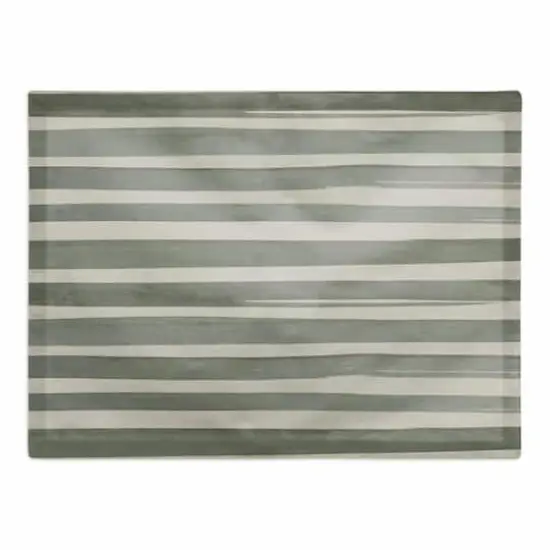 Watercolor Stripe Cotton Twill Placemat Green {1}
