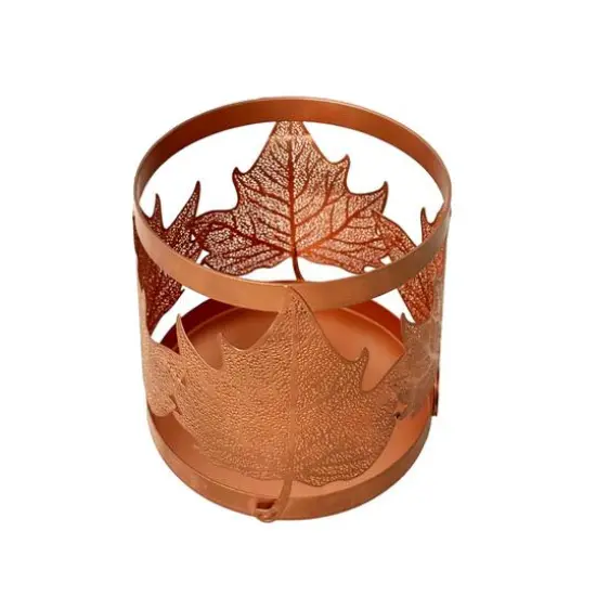 3.75" Rose Gold Leaf Metal Candle Holder by Ashland&reg; {3}