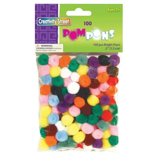 Creativity Street® 0.5" Bright Hues Pom Poms, 12 Packs of 100 {3}