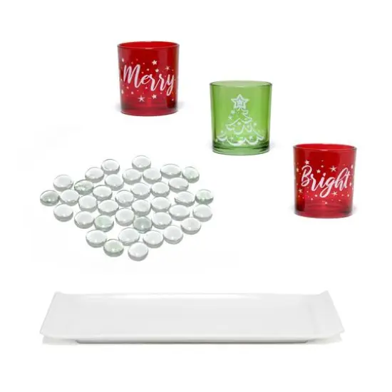 Elegant Designs&trade; Merry & Bright Christmas Candle Holder Set {10}