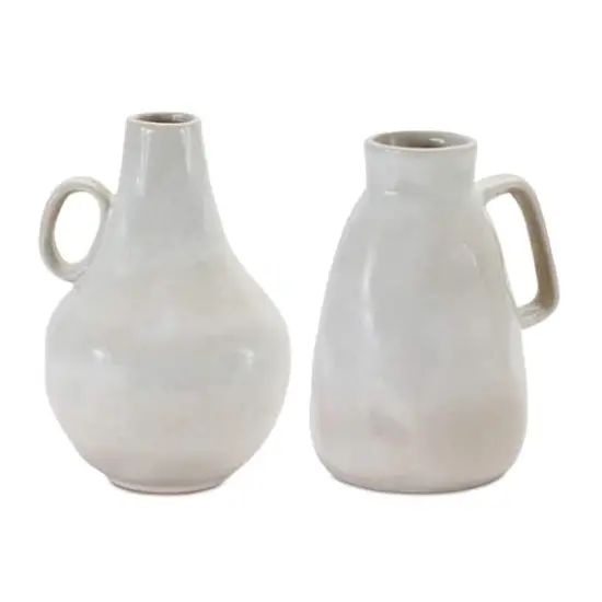 White Ceramic Jug Vase Set {1}