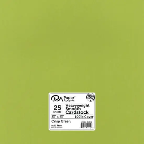 PA Paper™ Accents Smooth 12"x 12" Heavyweight Cardstock, 25 Sheets Crisp Green {1}