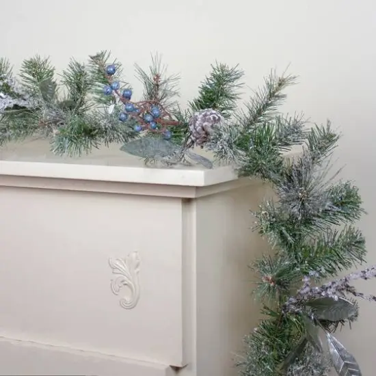 Blueberries & Snowy Pine Cones Mixed Pine Artificial Garland, Unlit {8}