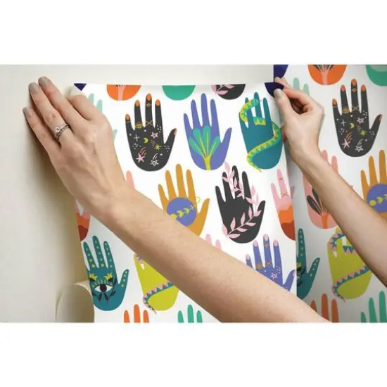 RoomMates Hamsa Peel & Stick Wallpaper White/Purple {10}