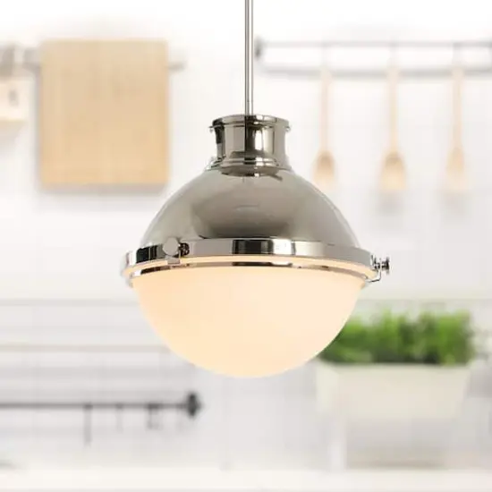 Hello Honey® Robert Stevenson Lighting Cameron Two-Tone Metal & Frosted Glass Ceiling Light Polished Nickel {5}