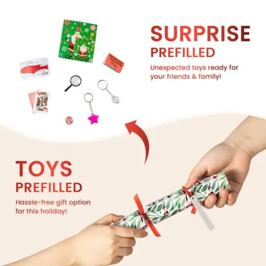 Glitzhome&reg; 10" Christmas Holy Leaves Party Cracker with Gift Contents, 8ct. {7}