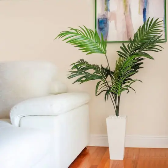 4.5ft. Kentia Palm Artificial Tree in White Tower Planter {5}