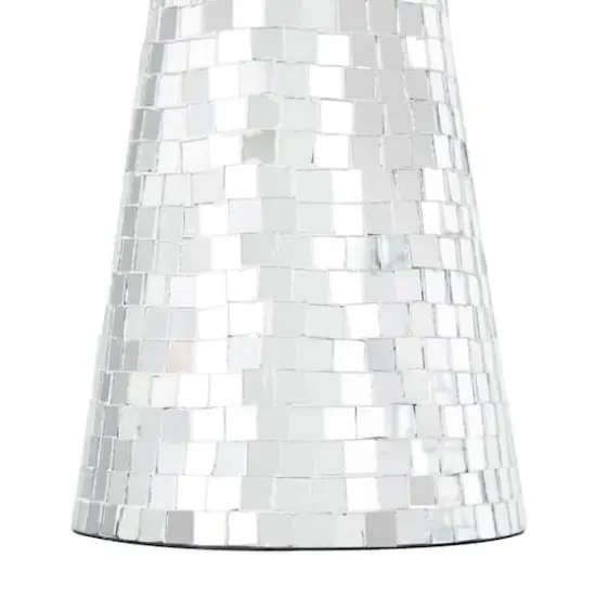 Silver Handmade Glass Mosaic Mushroom Mirror Sculpture Set {7}