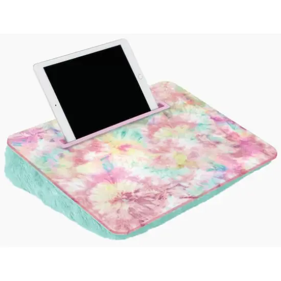 Make It Real&trade; 3C4G Teal & Pastel Tie-Dye Lap Desk {5}