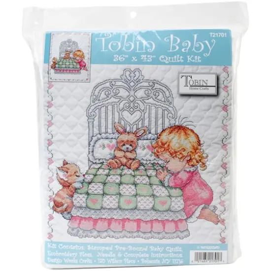 Tobin Baby Bedtime Prayer Stamped Quilt Cross Stitch Kit {1}