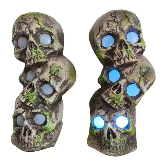 13.5" Gray LED Stacked Skulls D&eacute;cor by Ashland&reg; {1}