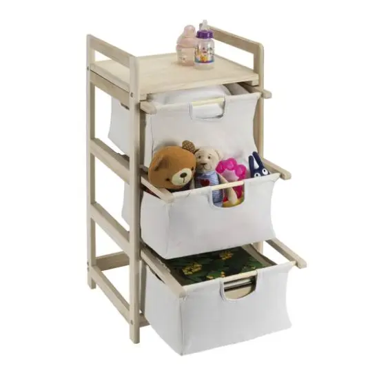 Badger Basket 3 Bin Hamper/Storage Unit Natural/Ecru {5}