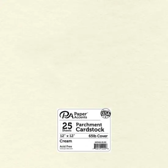 PA Paper&trade; Accents 12" x 12" 65lb. Parchment Cardstock, 25 Sheets Cream {1}