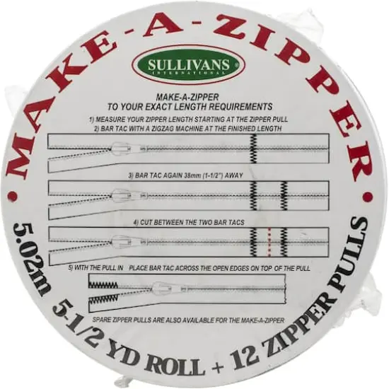 Sullivans 5.5yd. Make-A-Zipper Set Roll White {1}