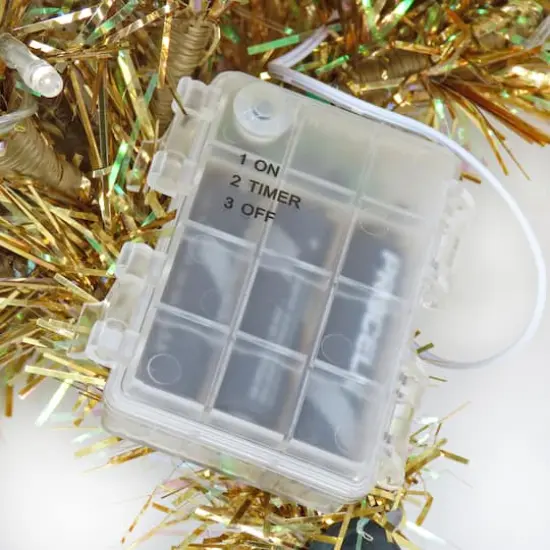 3ft. Pre-Lit Be Merry Gold Artificial Christmas Tree in Lattice Planter, Warm White LED Lights {5}