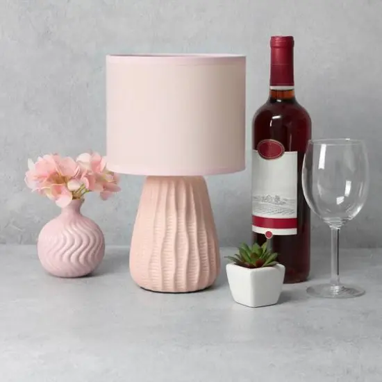 Simple Designs 11" Mini Ceramic Pastel Table Lamp Light Pink {6}