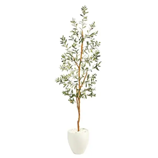 6ft. Olive Artificial Tree in White Planter {1}