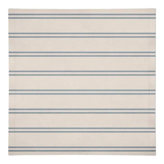 Double Stripe Cotton Twill Napkin Blue/Blush {1}