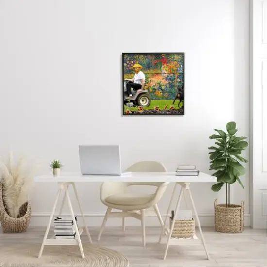 Stupell Industries Van Gogh Gardening Flowers Farmer Dog Collage Framed Giclee Art Black {3}