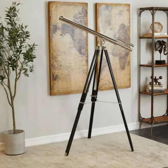 57" Silver Metal Telescope Decoration {3}