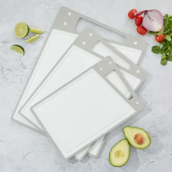 JoyJolt&reg; Cutting Board Set White and Gray {7}