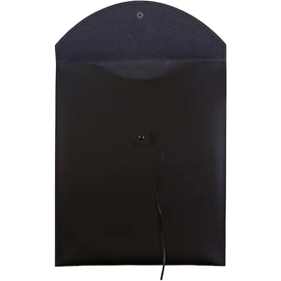 JAM Paper 9.5" x 12.5" Leather Portfolio with Button & String Black {4}