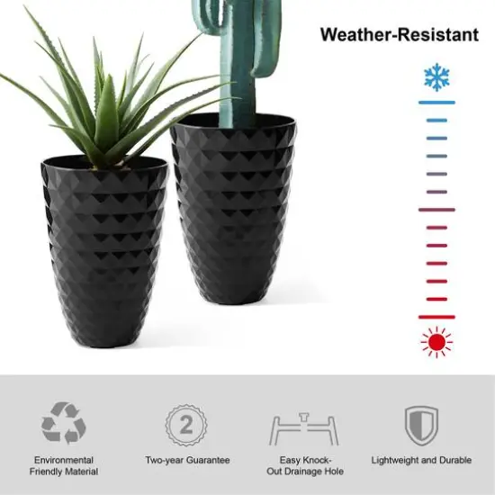 Glitzhome&reg; 19.7" Eco-Friendly Oversized Faux Ceramic Pot Planters, 2ct. Black {8}