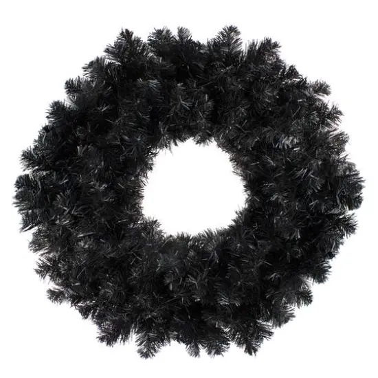24" Black Unlit Colorado Spruce Artificial Halloween Wreath {1}