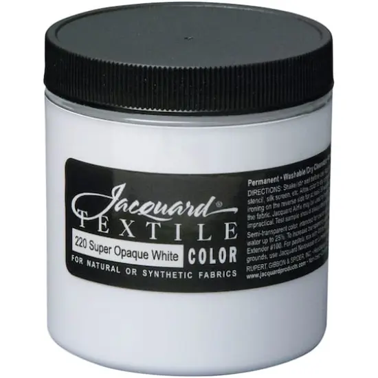Jacquard&reg; Textile Color Fabric Paint, 8oz. 220 Super Opaque White {1}