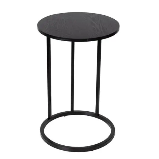 Honey Can Do Black Round C End Table {9}